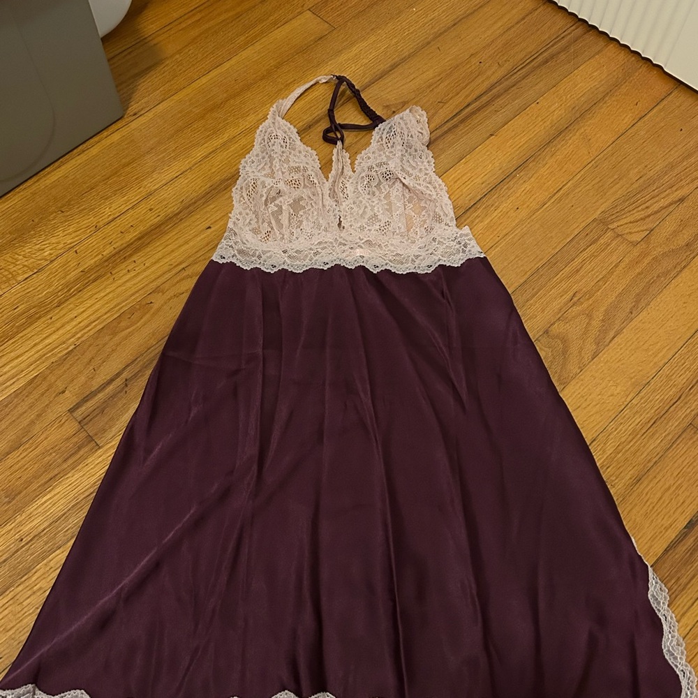 Victoria's Secret Plum and Cream Lace Chemise